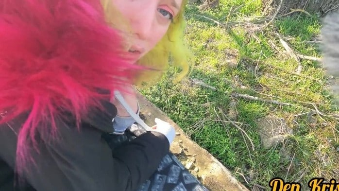 Green Haired Schoolgirl Likes To Have Sex Outdoors